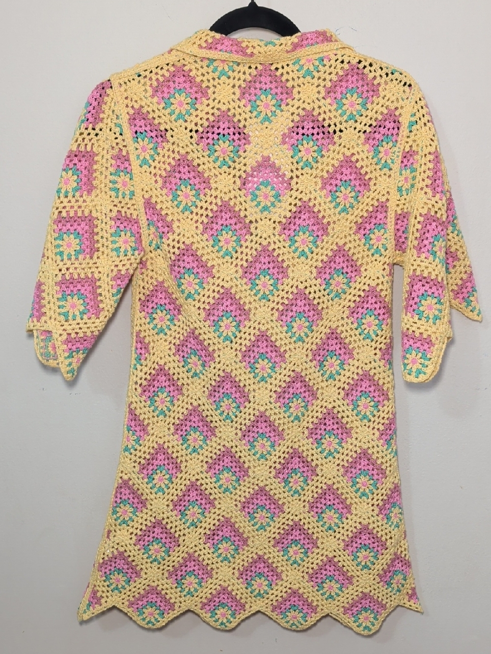 Zara Limited Release Crochet Knit Mini Dress Yellow Pink Green Boho NEW Size S - Picture 9 of 9